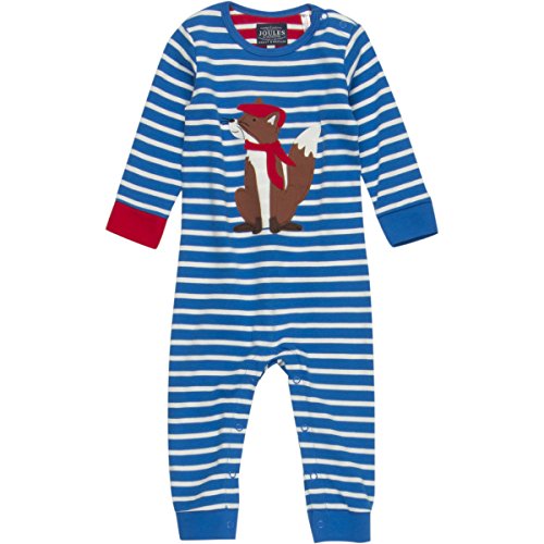 Joules Applique Fox Babygrow - Blue Stripe