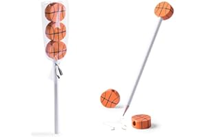 COSAS43 DETALLES PARA INVITADOS BODA-COMUNION-BAUTIZO Lote 30 lápices con 3 Gomas de borrar balón de Baloncesto. Regalos Infantiles para Todo Tipo de Eventos.