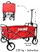 Produktbild Bollerwagen / Leiterwagen - 100 kg belastbar ! ___ incl. Name - faltbar & klappbar - ROT - incl. Tasche - wasserfest & wetterfest - waschbar - STABIL - 360 Grad Reifen - mit Deichsel - für Kinder & Erwachsene / z.B. für die Puppe natur - Transportwagen / Strandwagen - Spielzeugwagen - Handwagen & Einaufswagen - Deichselwagen - stabil Außen & Innen - Beachwagen
