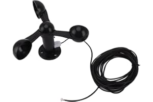 TOMOTATO Sensore di Velocità del Vento, Rilevatore di Anemometro a 3 Tazze 0-3,8 V, Rilevatore di Misurazione del Vento Anti-interferenza con Cavo Impermeabile da 8 M, Foro di Montaggio da 4cm