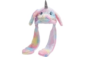 TOZBLEU Felpa Animal Unicornio Oreja Sombrero Juguete Regalo Regalo De Cumpleaños Con Orejas Móviles Chicas Chico Mujer,Orejas de Gorro Que Se Mueven,para las Fiestas, Cosplay, Navidad(Unicornio)