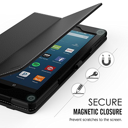 MoKo Hülle für Fire HD 8 2016 – Kunstleder Ständer Schutzhülle Smart Cover mit Auto Schlaf / Wach Funktion und Stift-Schleife für Fire HD 8 Tablet (6. Generation – 2016), Schwarz - 8
