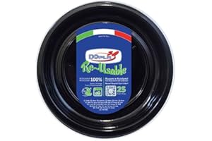 TEKHOME Piatti Plastica frutta,25/50/75/100/125/150 Pezzi piatti plastica colorati lavabili e riutilizzabili Rotondi per Compleanno,Festa, Matrimonio,Fai da Te Fatti a Mano (300, NERO)