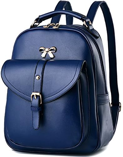 Ushang Canvas Travel Backpack, Genuine Leather Outdoor Gym Bag School Bag, Lake green