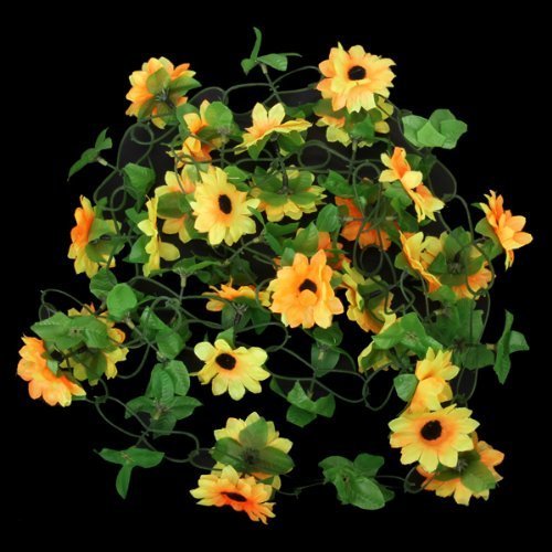 StillCool Künstliche Sonnenblumen Girlande Blumengirlande – Seidenblumen -Rebe Kunstblumen für Valentine Haupthochzeits-Garten-Dekoration Hochzeitsveranstaltung , Party, Feier, Supermarktgang, Treppenhaus oder Arch (two pcs) - 3