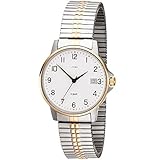 JOBO Herren Armbanduhr Quarz Analog Edelstahl bicolor vergoldet Flexband Datum