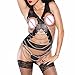 Produktbild Fxwj Damen Reizwäsche Leder Metallkette Bikini Wetlook Cupless Bodysuit Sexy Korsettmit G-String, m