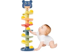 ECVV Baby Ball Tower: 6-Tier Swirling Ramp with 7 Balls | Educational Activity for 1 2 3 4 Years Boys Girls | Ball Drop and Roll Tower for Kids Toddlers