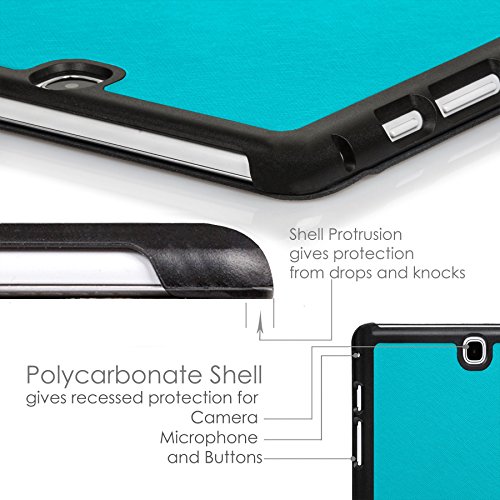 Forefront Cases® Neue Origami Leder Hülle / Tasche / Case / Cover für Samsung Galaxy Tab A 9.7 SM-T550 (Mai 2015) – Rundum-Geräteschutz und intelligente Auto-Sleep-Wake-Funktion mit 3-JAHRES-GARANTIE VON FOREFRONT CASES – inkl. Eingabestift und Displayschutz - 7