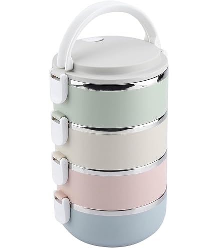 Pyramide Tiffin Indienne 3 Niveaux - Boîte Repas Inox 1.75L - Lave-vaissable Et Écologique