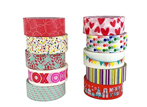 Cosanter Cosanter 10PCS de Washi Tape Cintas Decorativas Patr  n de Color para Manualidades y DIY