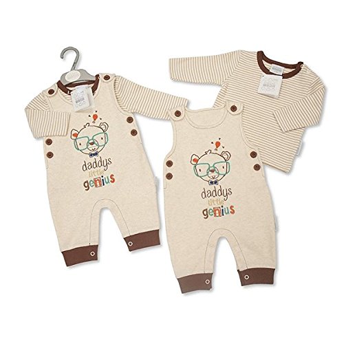 Baby Boy Dungaree and Top Daddy's Little Genius (0-3 months)