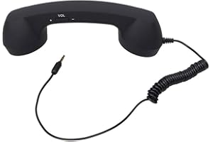 HEYLAS Zestaw słuchawkowy w stylu retro z głośnikiem, mikrofonem, słuchawki do smartfonów i telefonów komórkowych, tabletów, komputerów PC, retro okablowane słuchawki telefoniczne, antyadrowanie, 3,5 mm