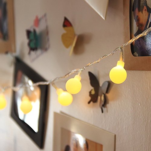 Uping® Led Lichterkette 50 Batterienbetriebene Bälle für Party, Garten, Weihnachten, Halloween, Hochzeit, Beleuchtung Deko in Innen und Außenbereich usw. 4,5M warm weß - 8
