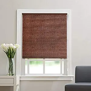 Kayra D?cor Blackout Polyester Fabric Window Roller Blind for Bedroom, Kitchen, Bathroom, Sliding Door and French Door, Big Circle Design (Size - 36