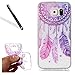 Produktbild Galaxy S7 Edge Hülle,Galaxy S7 Edge Durchsichtig Hülle,Leeook Elegant Kreativ Mode Schön Ultra Dünn Lovely Rosa Blau Traumfänger Feder Gemalt Muster Entwurf Transparent Klar Clear Weich TPU Silikon Handyhülle Schutzhülle Ultra Schlank Slim Silikonhülle felxible Bumper Zurück Case Cover für Samsung Galaxy S7 Edge + 1 x Schwarze Eingabestift-Pink Blue Dreamcatcher Feather