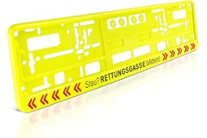 ‎SCHILDEVO schildEVO 1 Kennzeichenhalter | Stau? RETTUNGSGASSE BILDEN! | NEON-GELB | Nummernschildhalter | Kennzeichenrahmen | DHL-Versand | Typ C