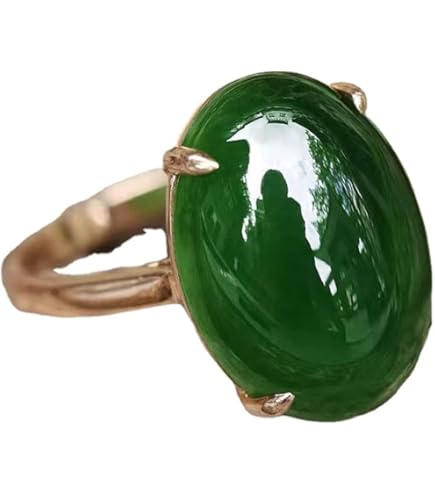 Anello Di Giada Naturale Verde Pallido Autentico Taglio Dritto - Foto 9