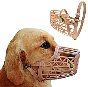 DreamAuro Adjustable Muzzle, Mouth Cover Design for Dog/Puppy (Beige) (Extra Small)