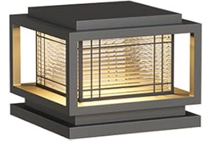YVAMNAD Outdoor Post Caps Lights Modern Hardwired Fence Deck Column Cap Lamp Lantern Waterproof Landscape Lighting Flat Surface Black Square Pillar Lights Outside Housing Porch Gate Lawn Yard Pathway