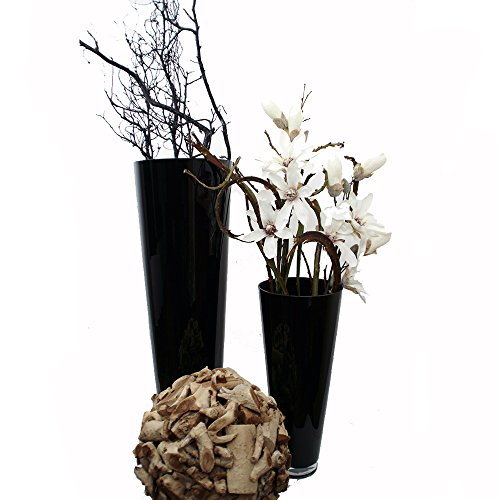Große Konische Glas-Vase Konischer Zylinder 70cm Ø 22,5cm. Bodenvase in schwarz zur Dekoration und als Blumenvase von Glaskönig - 3