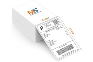 MULTI-SHOPPING Shipping Labels 4x6 102x152mm Direct Thermal Stickers – Water-Resistant, Oil-Resistant, Scratch-Resistant | Self-Adhesive Perforated Fanfold Labels | Works with Rollo, Zebra, MUNBYN Printer