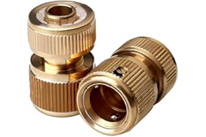Tesmotor Brass Hose Connector Hose End Quick Connector for 1/2-inch(13mm) Graden Hose Pipe-Garden Hose Expandable Stretch Fittings Tap Adaptors Connectors 2Pack