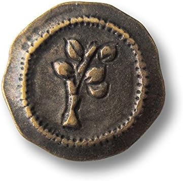 Knopfparadies Sewing Buttons - Set of 6 Flat Metal Buttons, Beautiful Floral Design - Colour: Antique Brass, Ø approx. 23 mm