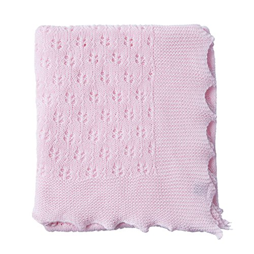 The Wool Company Soft Pink Cotton Christening Shawl