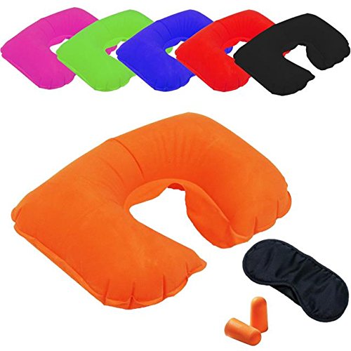 INFLATABLE TRAVEL PILLOW HEAD NECK REST CUSHION CAMPING AEROPLANE EAR PLUG Fusion(TM)
