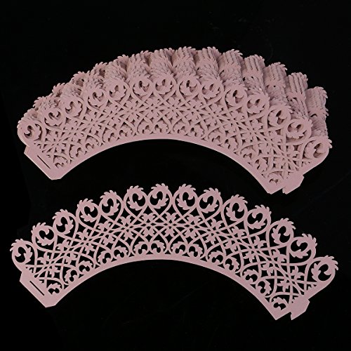 ULTNICE 50 Stück Cupcake Wrappers Fall für Hochzeit Geburtstagsparty (rosa) - 3