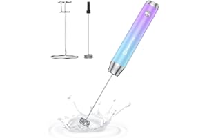 Maestri House Espumador de leche recargable con soporte, máquina de espuma eléctrica de mano, impermeable, desmontable, de acero inoxidable, mezclador de bebidas, espumador para lattes, LunaFro