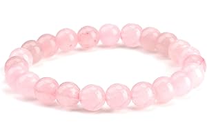 TWOBUD Rose Quartz Crystal Bracelet for Women 8mm Natural Gemstone for Healing Protection and Gifting Beaded Stretch Energy Stone Festival Accessories Birthday Christmas Gifts for Her