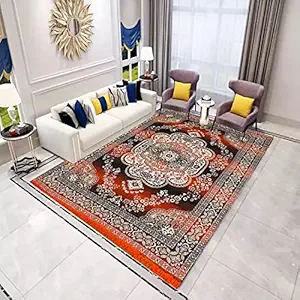 Kattyhome Carpet Rug/Durry/ Bed Side Home/Kitchen/Living Area/Office Entrance Kids Room Solid Premium Carpet (5X7 feet) (Orange, 5 x 7)