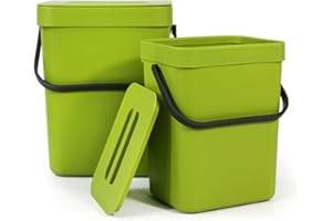 Spesh Lot de 2 Poubelle Suspendue de Cuisine(5L+3L) Poubelle de Table avec Couvercle Petite Poubelle en Plastique pour Cuisine,Salon,Chambre,Salle de Bains(vert)