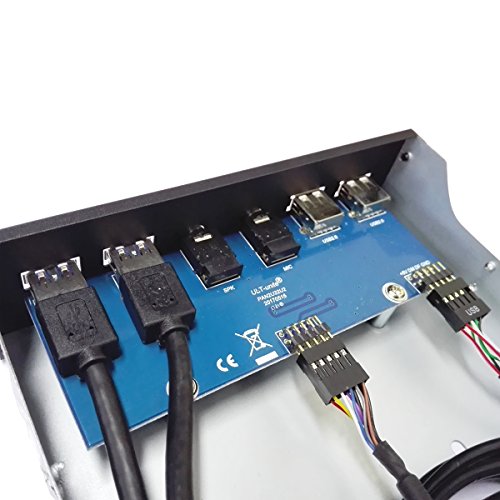 UCEC Panel Frontal USB 3 0  Panel Hub Metal de 5 23 Pulgadas  con 2 Puertos USB 3 0 y 2 Puertos 2 0 HD de Audio