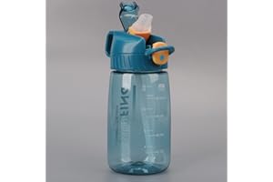 Aunics Borraccia sportiva 500ml Borraccia con cannuccia Borraccia Chiusura di sicurezza Borraccia motivazionale Borraccia bambini Borraccia per acqua bambini Borraccia Palestra Blu