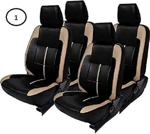 Khushal Leatherite Car Seat Covers Designer Front and Back Seat Cover Set for Maruti Wagon R Beige/Red Top Model XZ 2015 to 2018