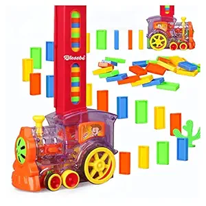 Madhav Mart Domino Train, 60PCS Domino Blocks Set, Building and Stacking Toy Blocks Domino Set for 3-7 Year Old Toys, Boys Girls Creative Gifts for Kids (60 Piece Set)