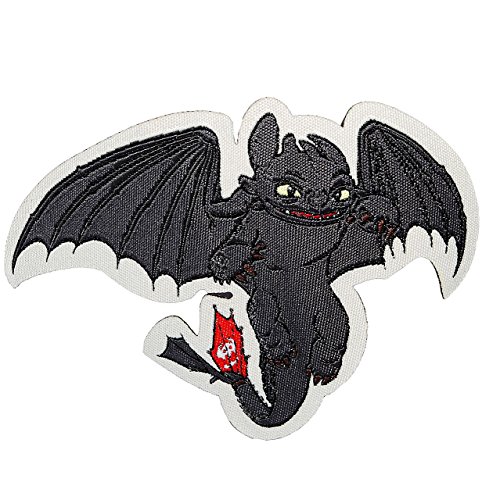 Aufnäher / Bügelbilder – “ Dragons – Drachenzähmen leicht gemacht “ – 9,5 cm * 7,2 cm – Applikation – Flicken gewebt – Hick / Ohnezahn / Astrid Hofferson – Jungen / Drachen – Fledermaus – Nachtschatten / Drachenreiter - 4