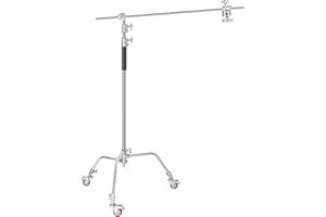 NEEWER Support de Lumière Pro 100% en Métal de Type C avec Roues, Support de Réflecteur Réglable Max. Hauteur de 330 cm avec Bras de Flèche de 120 cm et 3 Poulies pour Vidéo Studio, Monolight, etc.