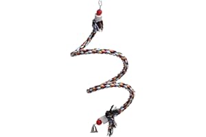 PARROT ESSENTIALS Boing - Boing - Cotton Spiral Parrot Toy & Parrot Perch Swing - Large