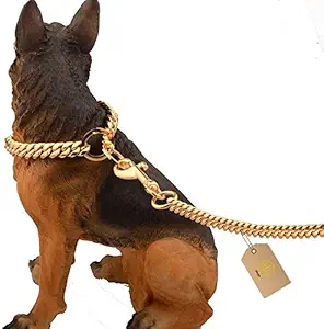 3Keys Super Heavy Weight Dog Brass Leash Diamond Cut Heavy Duty Dog Gold Chain (X-Small)