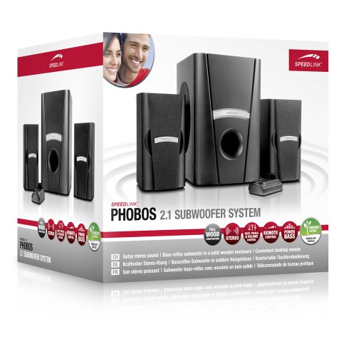 Speedlink Phobos aktives 2.1 Lautsprechersystem (20 Watt RMS Gesamtleistung, Bassreflex-Subwoofer, HolzgehÃ¤use, Tischfernbedienung)