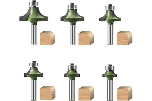 CPROSP 6 x 8 mm avrundningsfräs, runda fräsar med lager, rund över och pärlkantning routerbit, för rundat trä