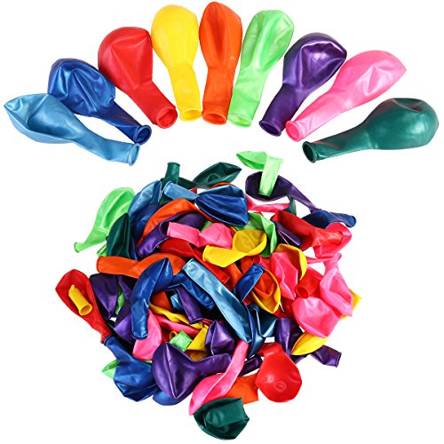 NUOLUX Sortierte Farben Luftballons mit einer blauen Ballon-Pumpe / Kompressor/Luft-Kompressor für Party, Geburtstag und andere feiern-100pcs(Random) - 4