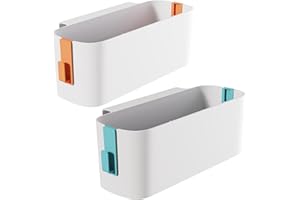 Yitobici Organizador Colgante para Cama 2 Piezas, cestas Colgantes con 2 Ganchos extraíbles, Resistente para mesita de Noche, Dormitorio, Familia y Oficina (Azul + Naranja).