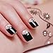 Bling Art False Nails French Manicure Black Crystal Full Cover Medium Tips UK