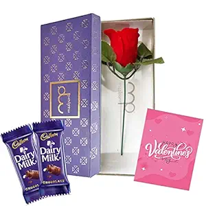 Maalpani Valentines Day Gift | Artificial Rose with Chocolate And Maalpani Gift Box |Gift For Him Her Boys Girls friends Husband Wife - Valentines Special Hamper