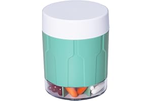 Betife Large Pill Dispenser 7 Compartments, Monthly Pill Box Organiser Hold Vitamin Supplement, Extra Large Medicine Storage Box for Daily Tablet Medication, No Mixing Pill Pot, Cyan (21Pcs Labels)